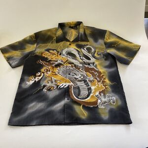 Vintage Extreme Limit Shirt Mens Large DRAGON All Over‎ Graphic Print Y2K Street